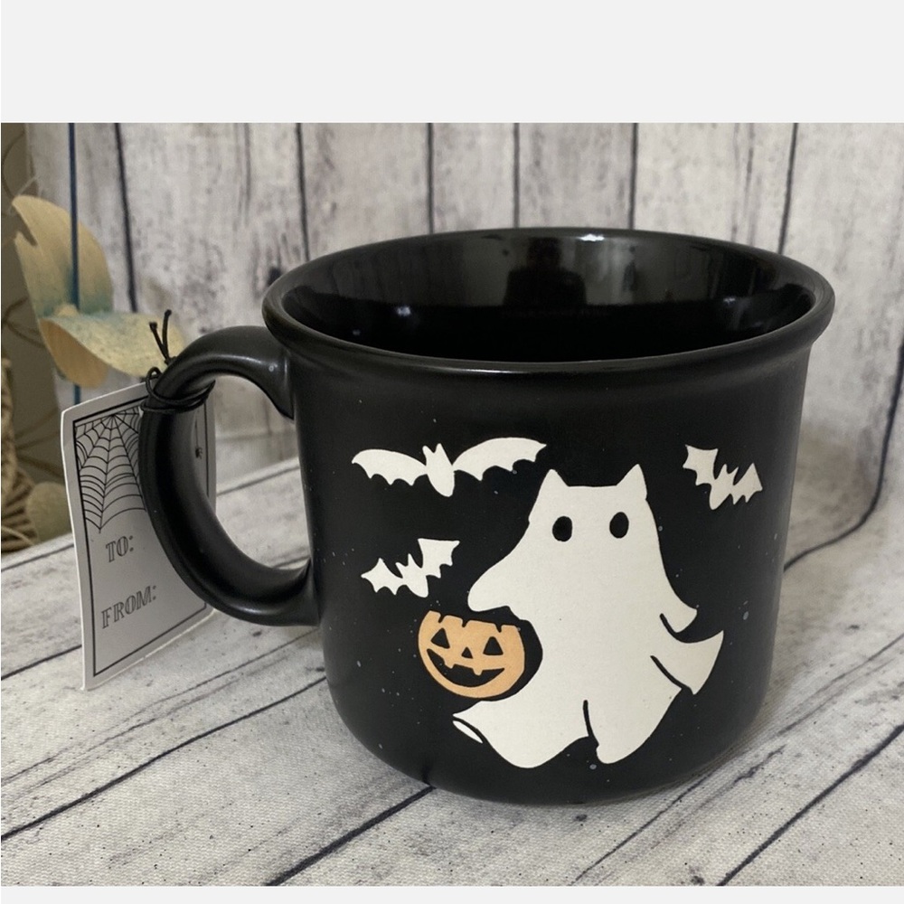 Purranormal Spooky Ghost Cat Black Ceramic Fall Halloween Mug - Picture 5 of 9